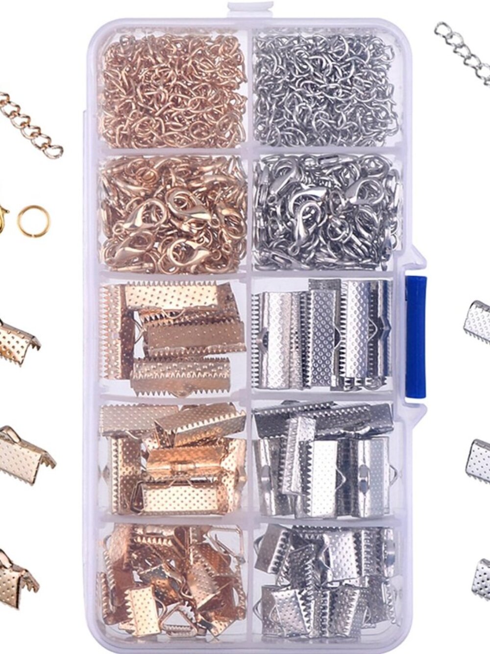 370 Pieces Ribbon Bracelet Kit for Jewelry Bookmark Pinch Crimp Ends Lobster Cla